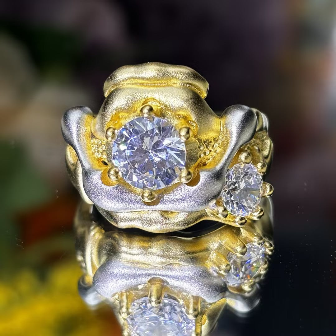2.0Ctw Round Cut Gemstone Irregular Art Ring
