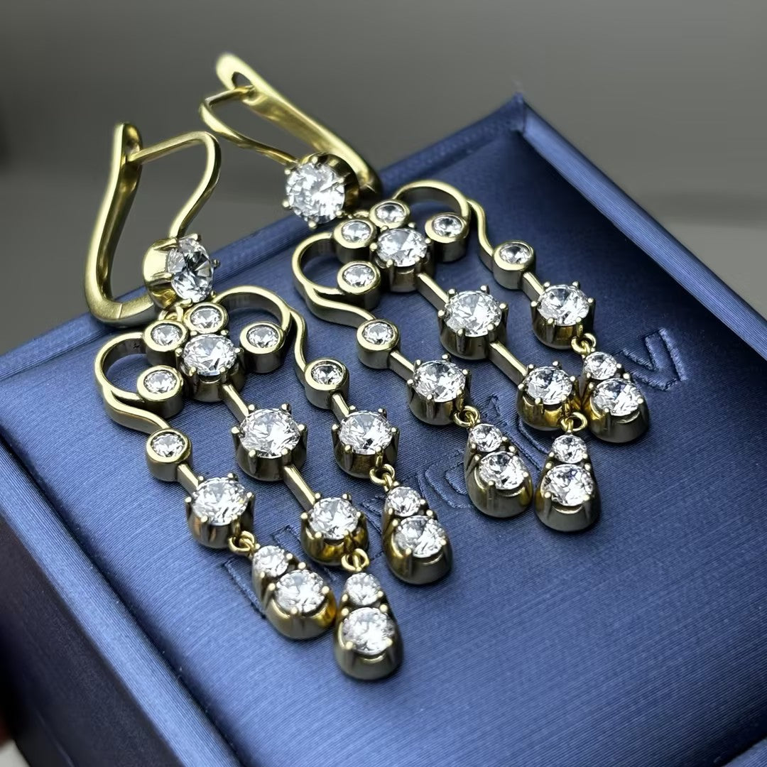 4.21Ctw Vintage Cut Pendant Earrings