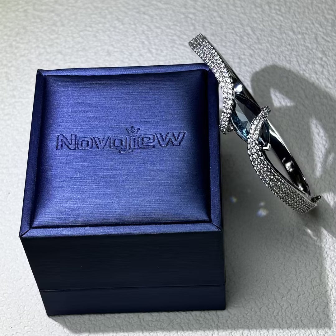 6.5Ctw Blue Marquise Gemstone Wrapped Bangle