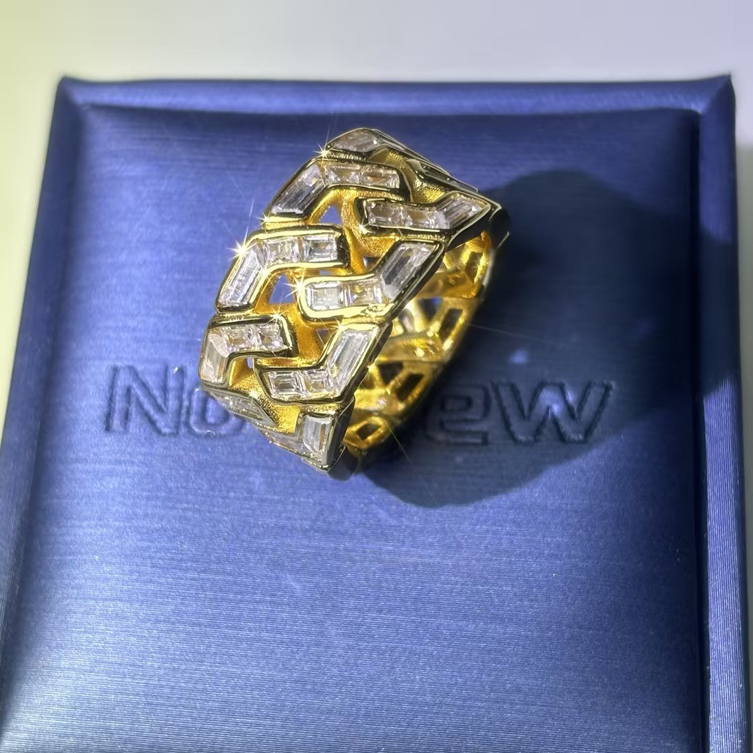 13.5Ctw Rectangular Gemstone Chain Bracelet And Ring