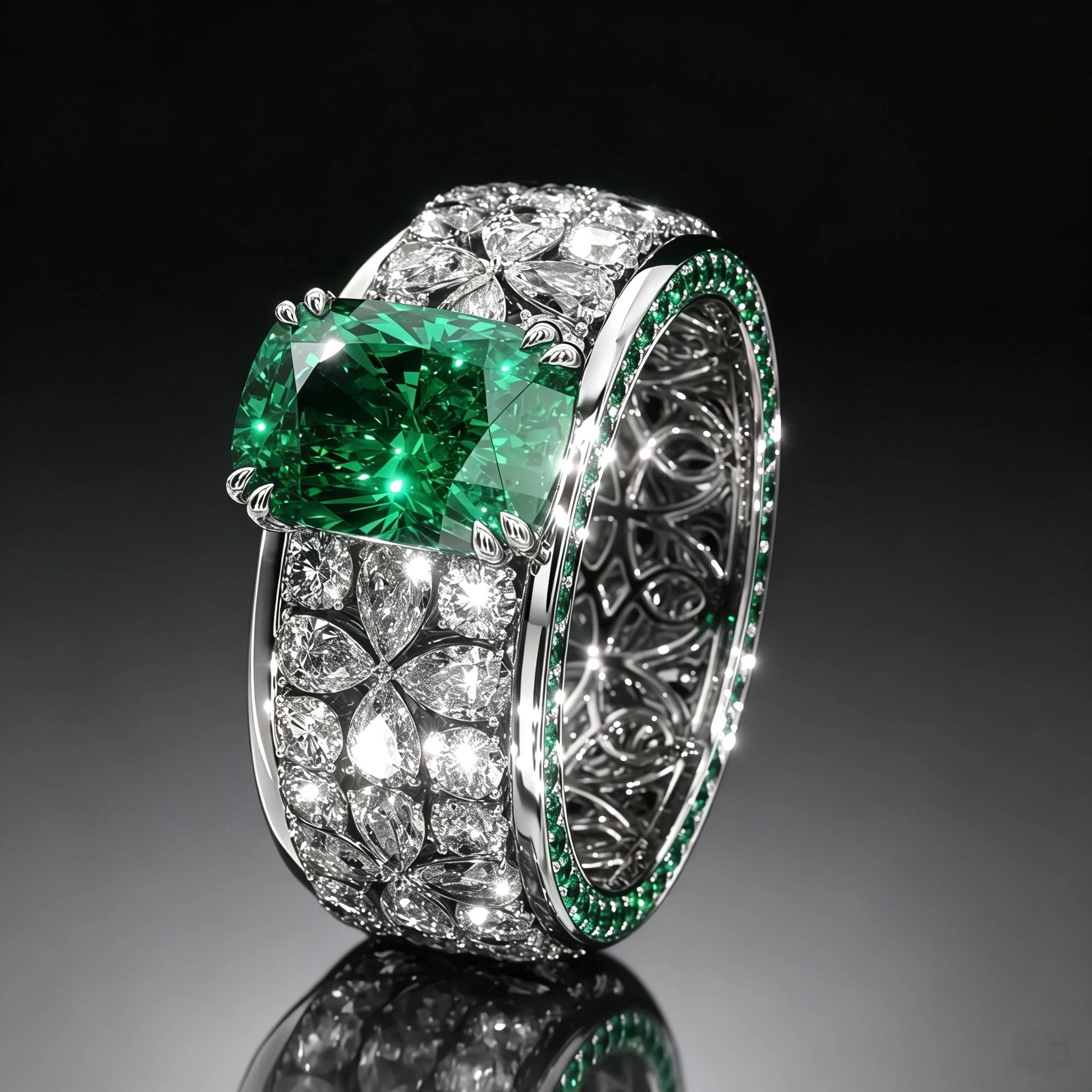 8 CTW Octagon Cut Green Cubic Zirconia Opulent 925 Sterling Silver Engagement Ring-NOVAJEW
