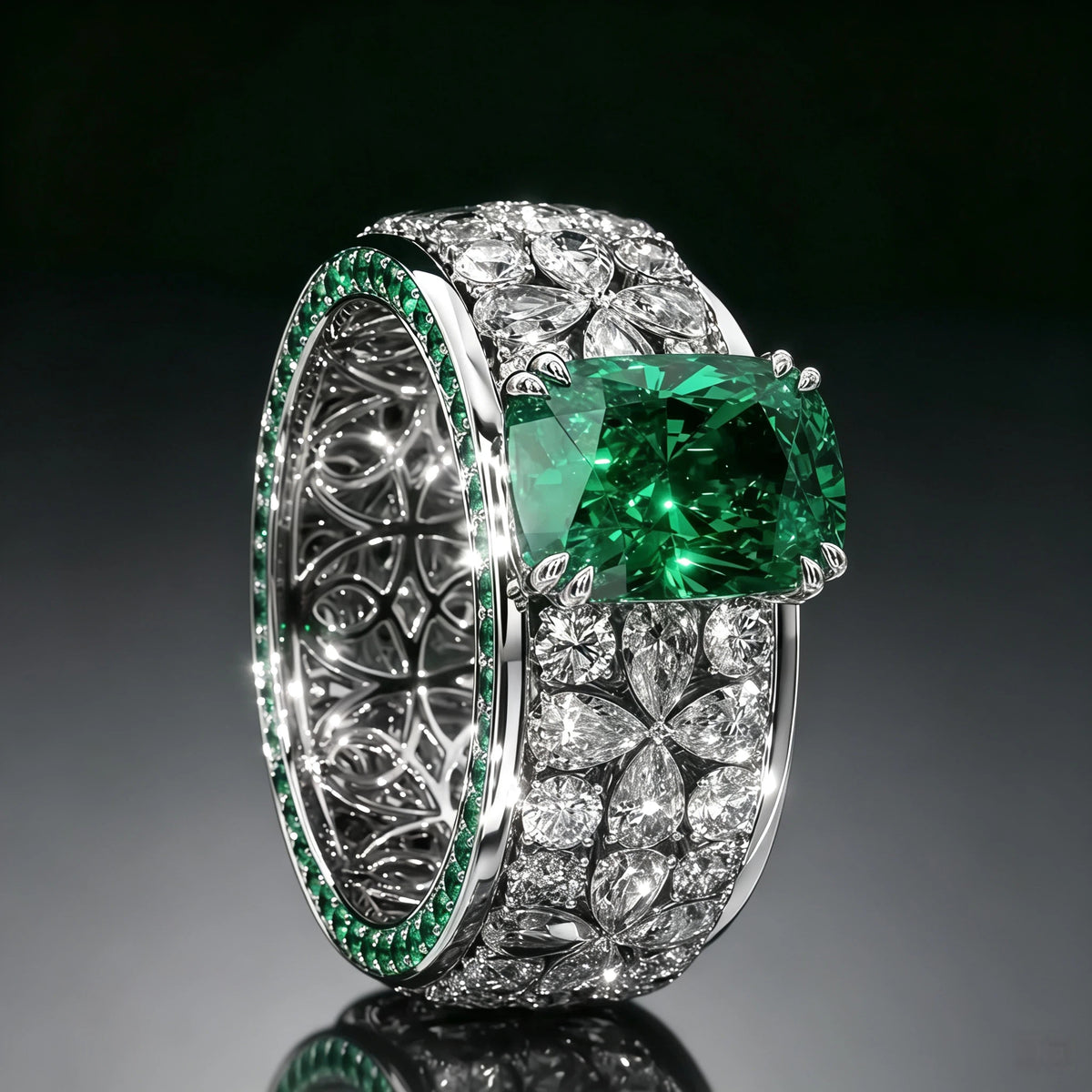 8 CTW Octagon Cut Green Cubic Zirconia Opulent 925 Sterling Silver Engagement Ring-NOVAJEW
