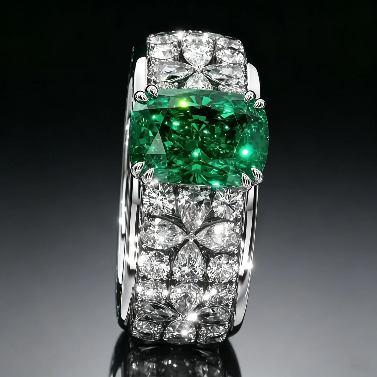 8 CTW Octagon Cut Green Cubic Zirconia Opulent 925 Sterling Silver Engagement Ring-NOVAJEW