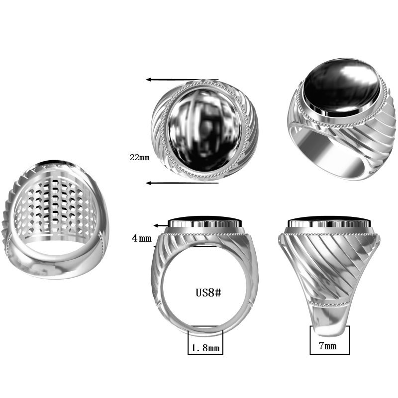 Black Onyx Stirrup Ring