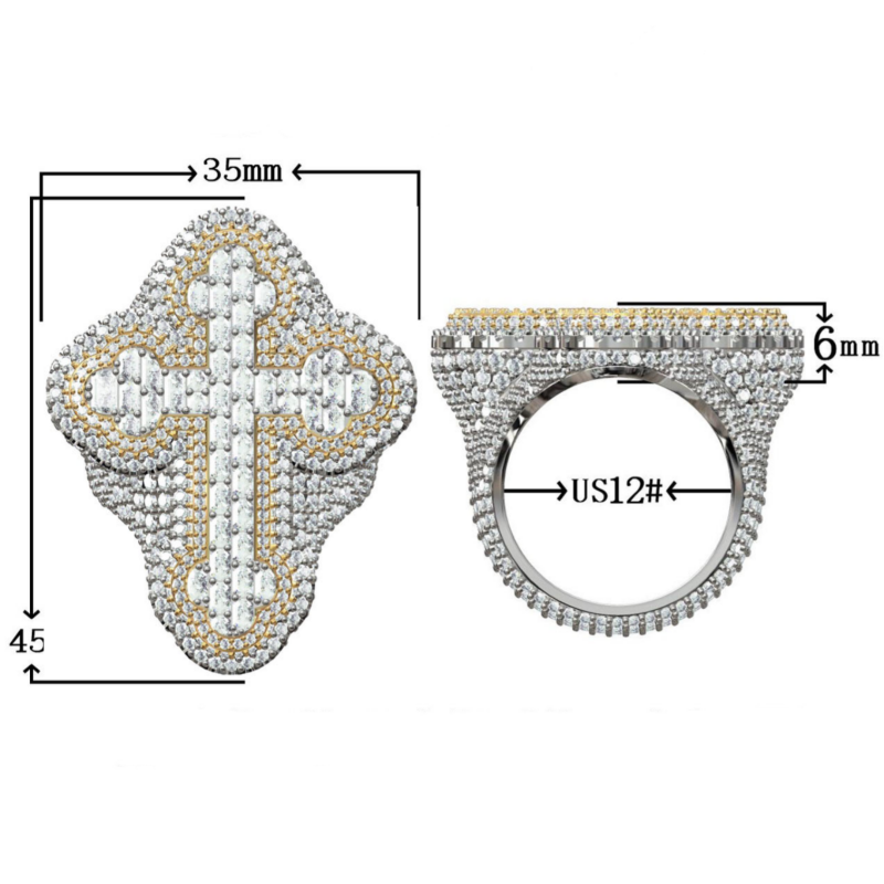 3.25ctw Baguette Cut Cross Men's Ring