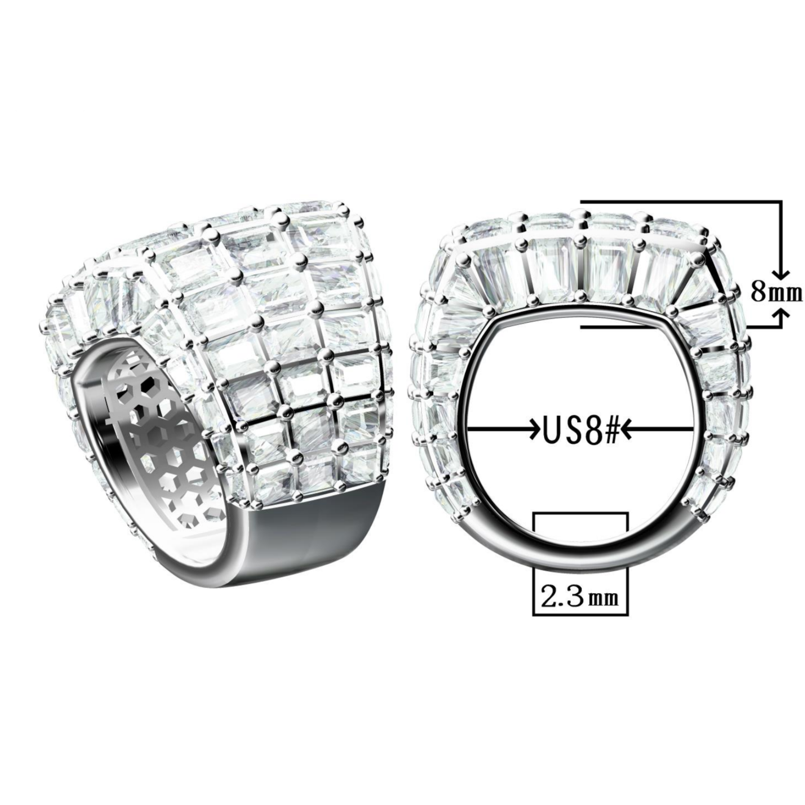 10ctw Emerald Cut Fully Set Gemstone Ring