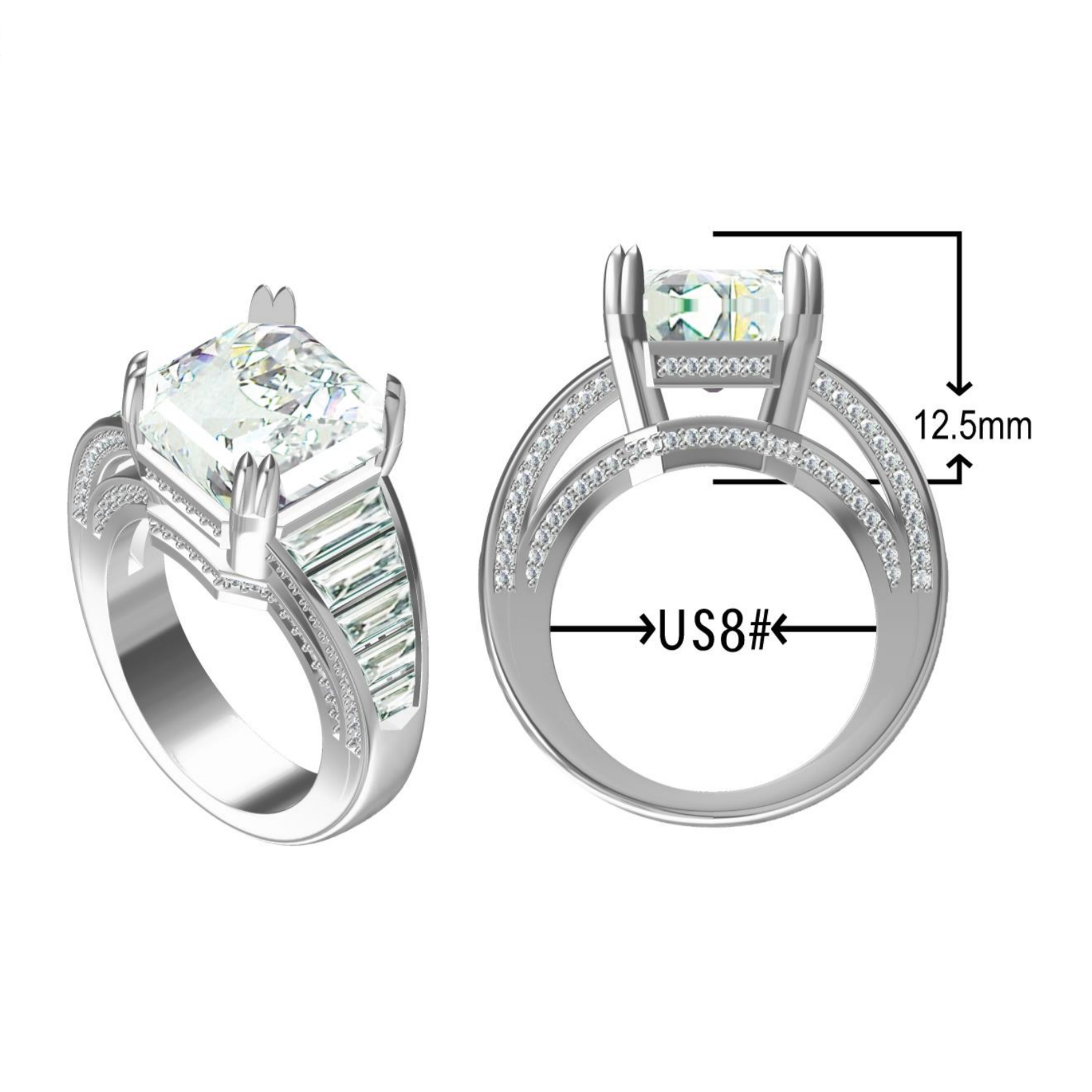 8ctw Asher Cut Magnificent Gemstone Ring