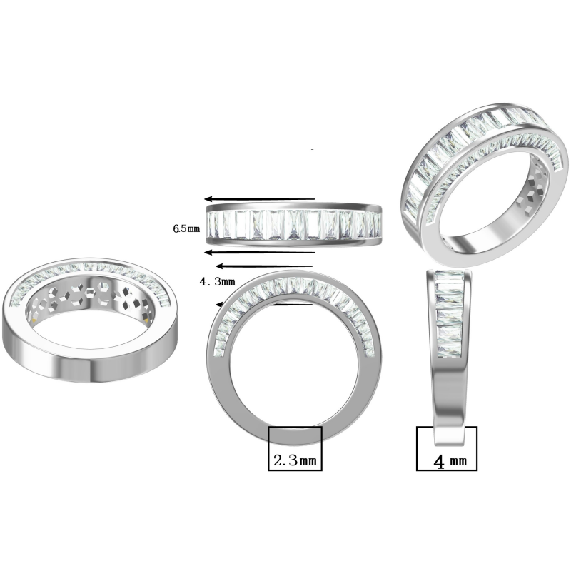 2.5Ctw Multifaceted Rectangular Gemstone Band