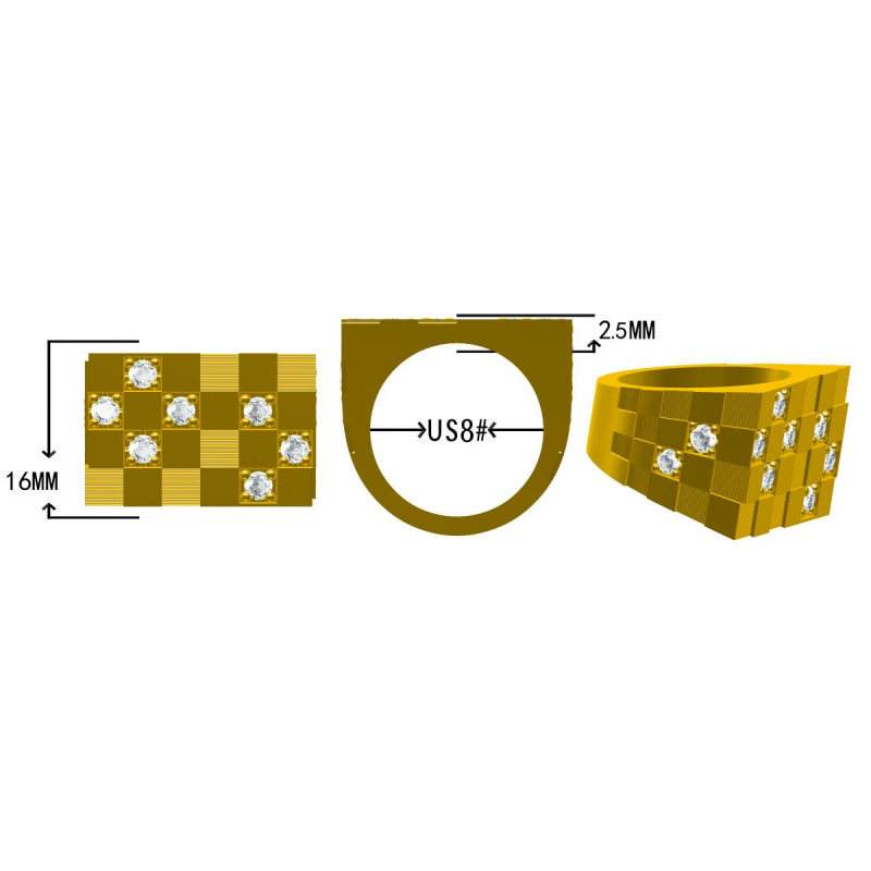 1.3Ctw Checkered Gemstone Wide Ring