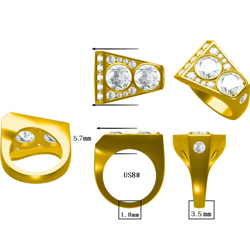 4.1Ctw Old European Cut Double Stone Men's Ring
