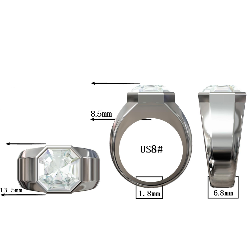 4.0ctw Asher and Baguette Cut Gemstone Engagement Ring