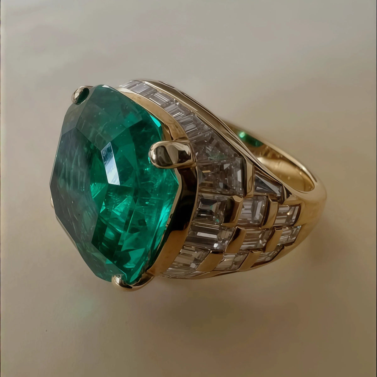 11.52ct Cushion Cut Vintage Emerald Jewellery Ring