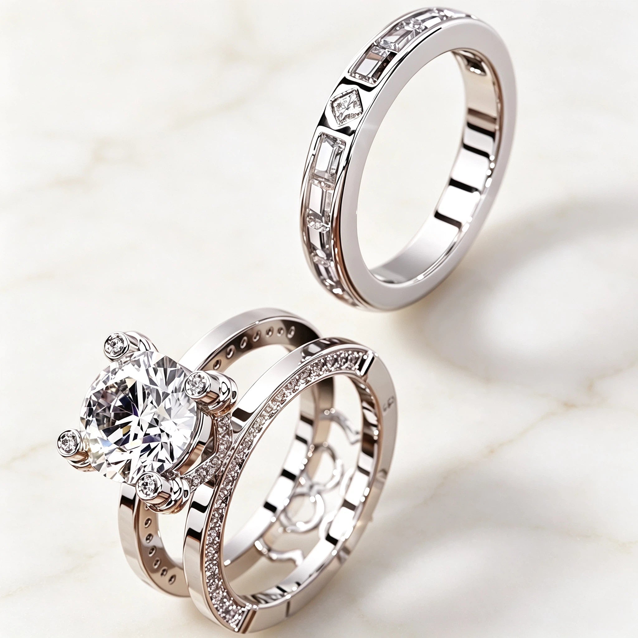 3 CTW Round Cut White Cubic Zirconia Modern 925 Sterling Silver Engagement Wedding Ring-NOVAJEW