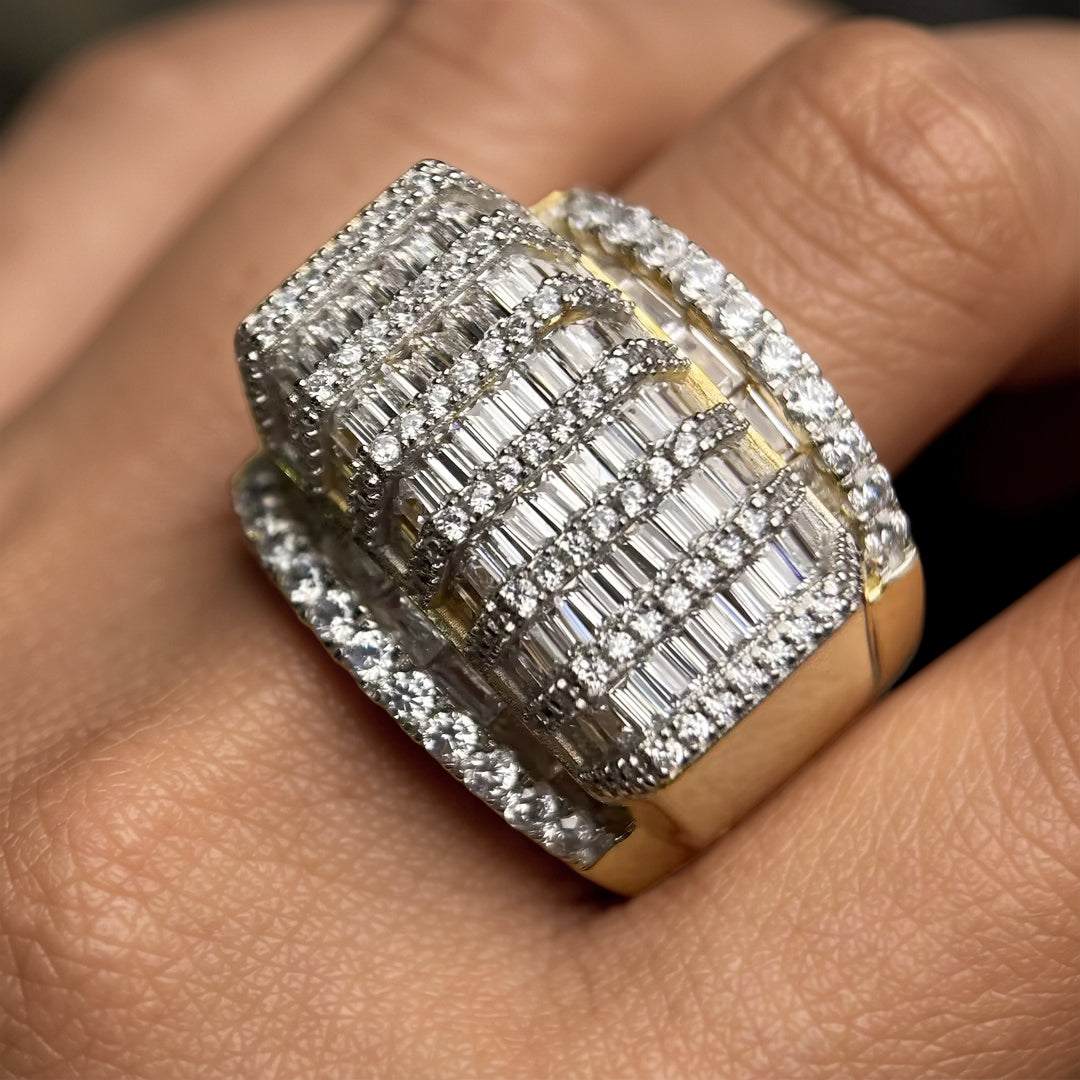 3.54ctw Baguette Cut Men's Luxury Gemstone Cluster Ring