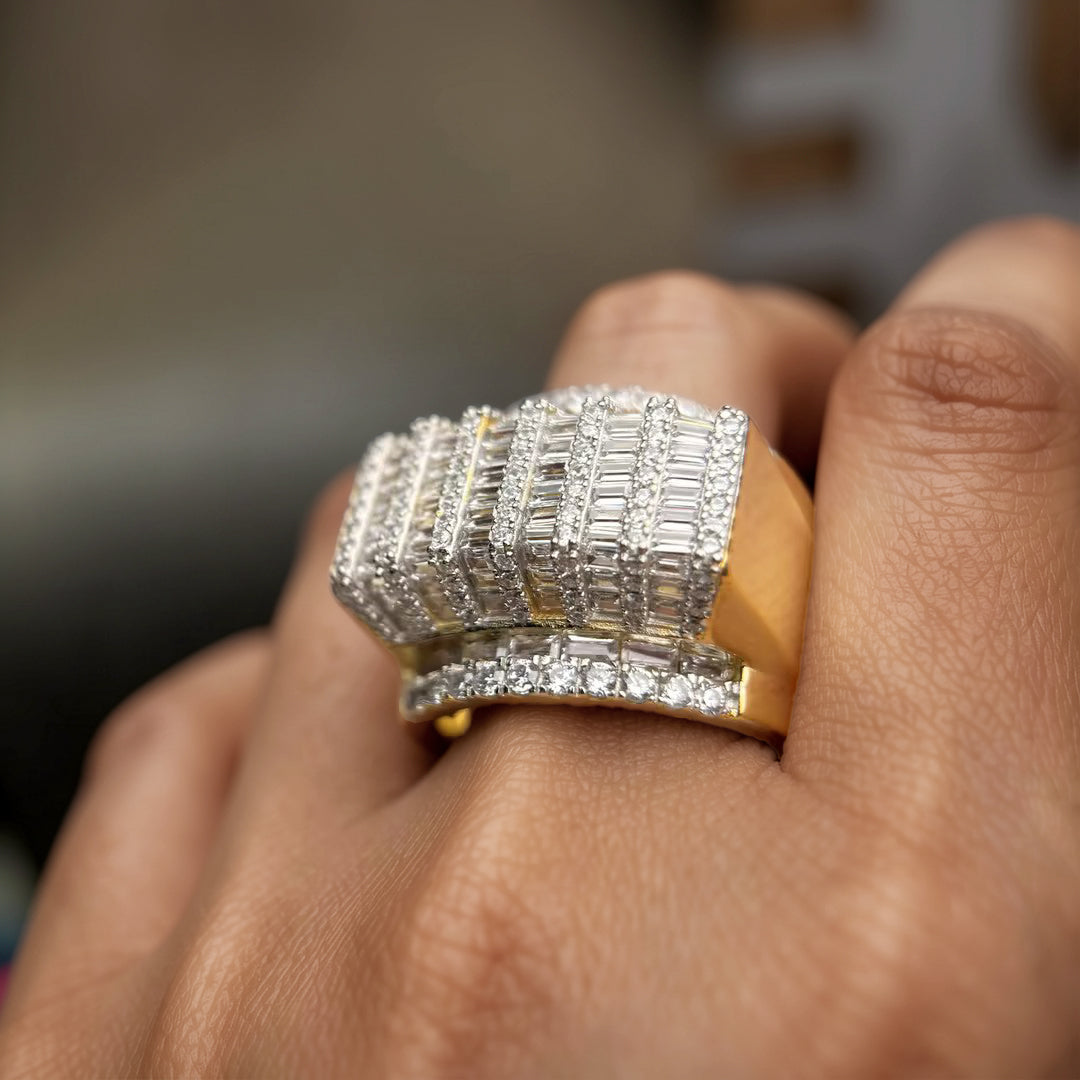 3.54ctw Baguette Cut Men's Luxury Gemstone Cluster Ring