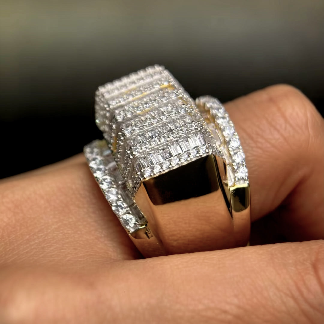 3.54ctw Baguette Cut Men's Luxury Gemstone Cluster Ring