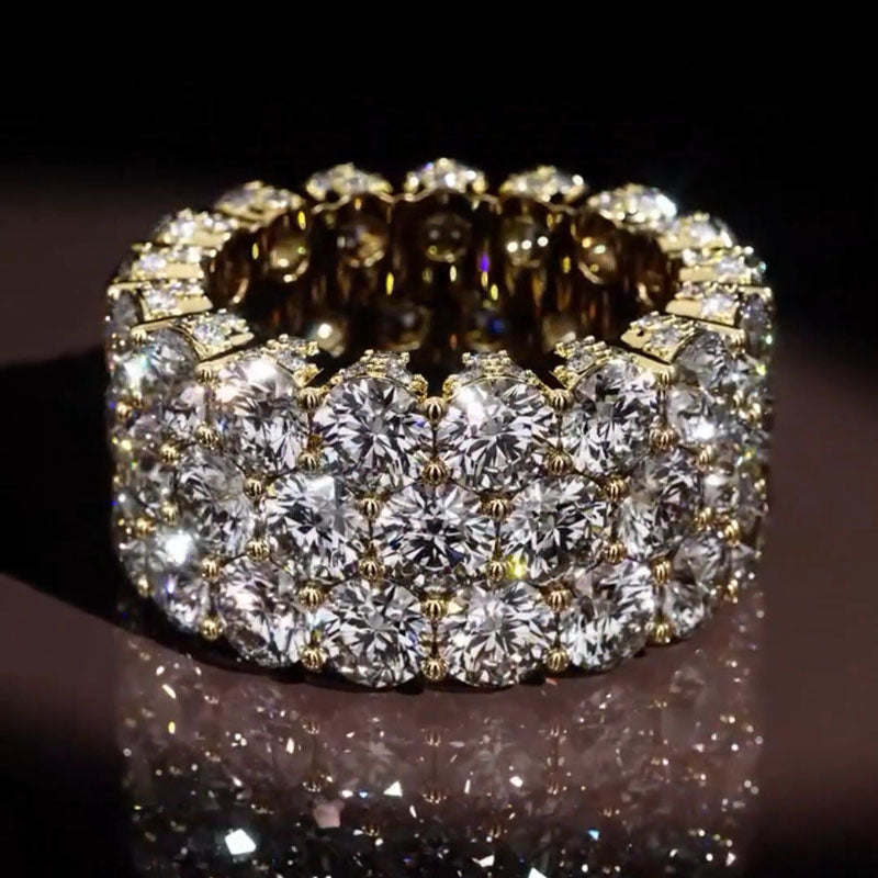 14ctw Round Cut 3 Row Diamond Pave Eternity Band