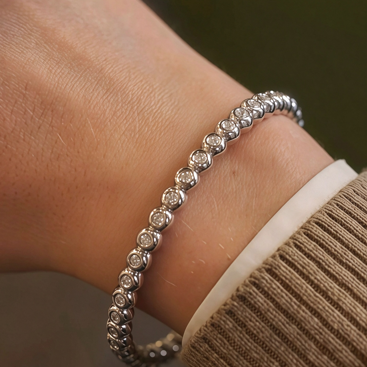 4CTW Round Cut White Cubic Zirconia Classic 925 Silver Bracelets-novajew