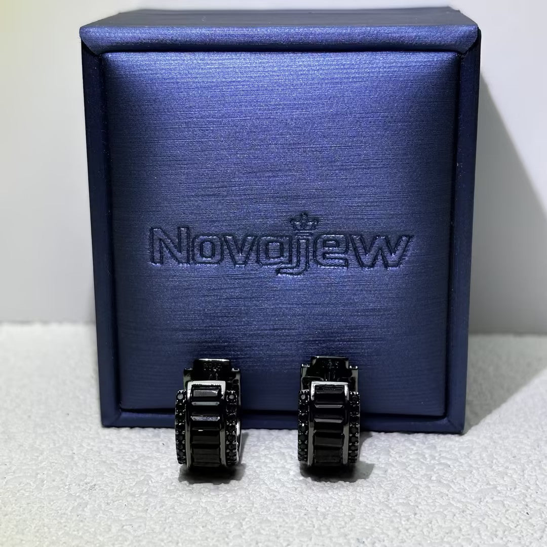 1.6Ctw Rectangular/Round Black Spinel Black Gold Stud Earrings