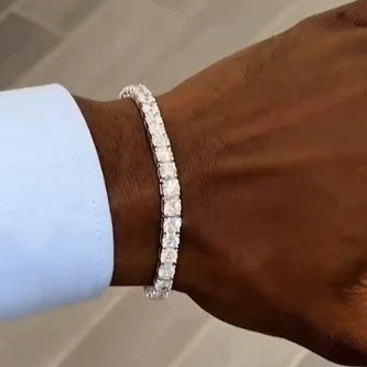 4CTW Round Cut White Cubic Zirconia Minimalist 925 Silver Ring & Bracelet Jewelry Set-novajew