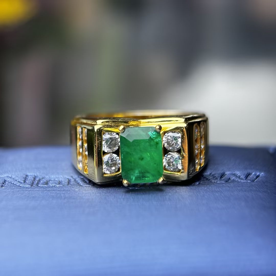 2.53Ctw Emerald Vintage Gemstone Engagement Ring