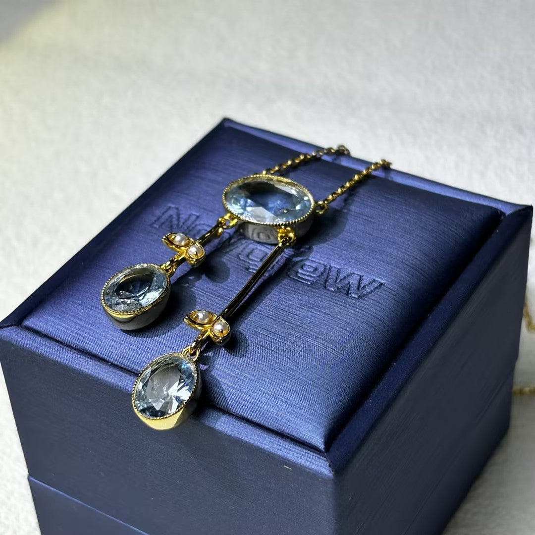6Ctw Oval Aquamarine Pendant Necklace