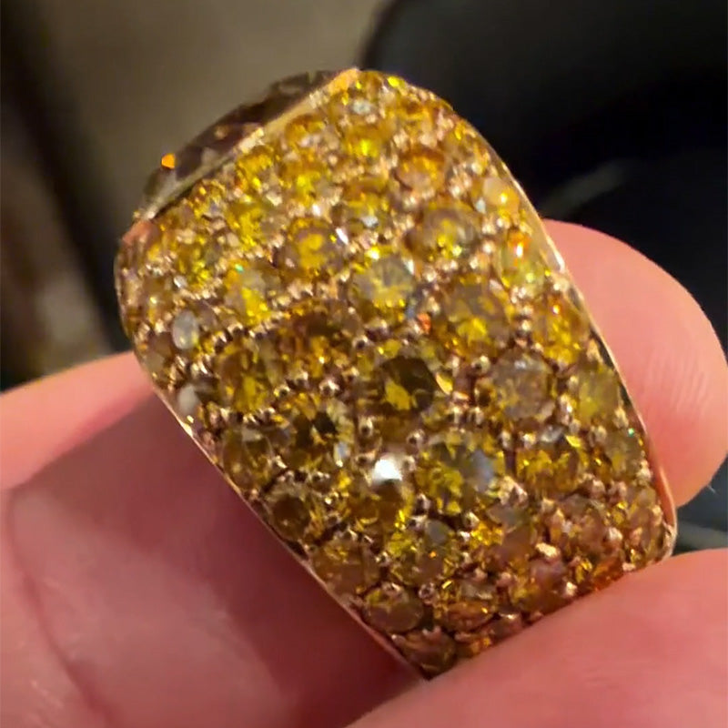 10Ctw Closely Set Yellow Gemstone Pavé Ring