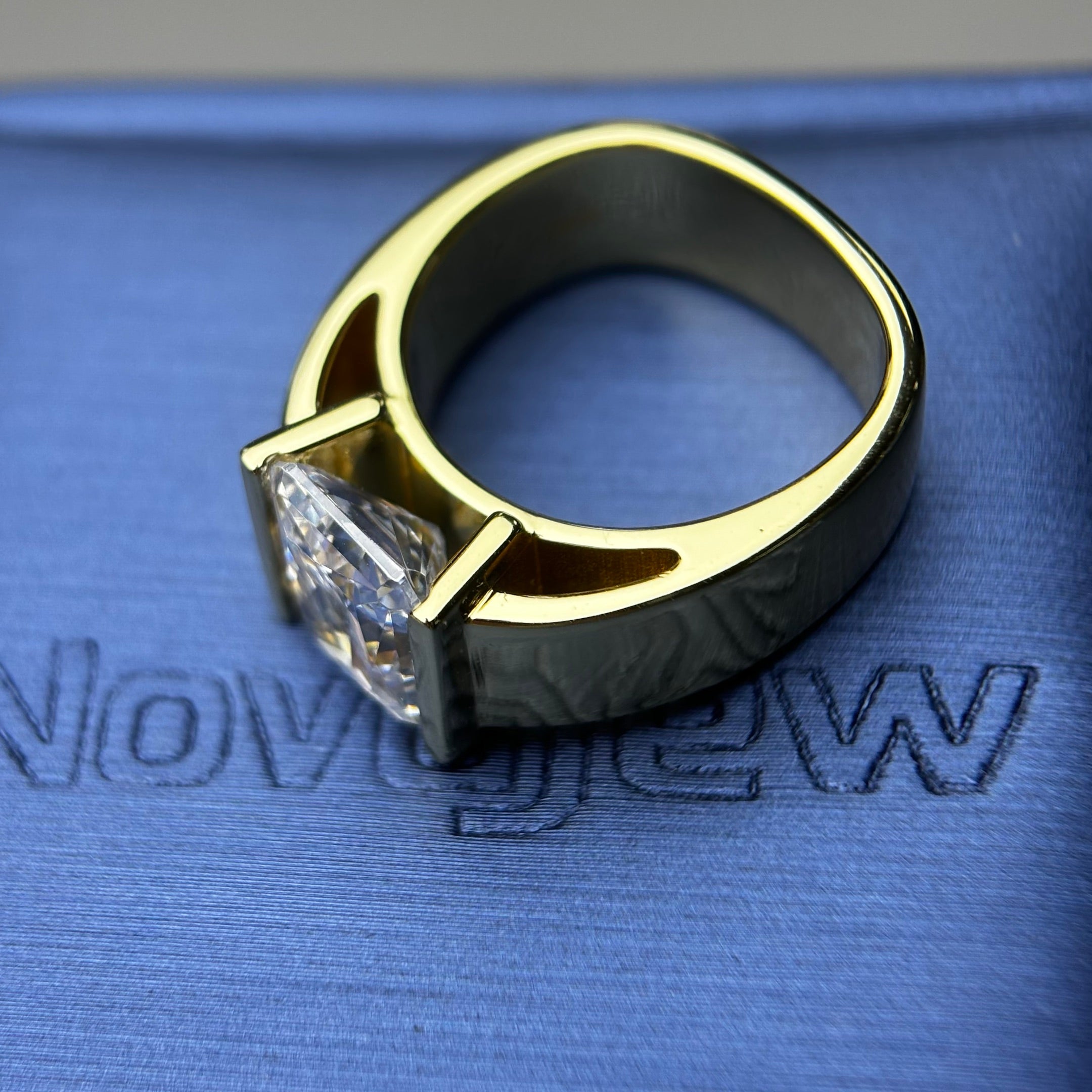 Simple 5 ct Princess Cut White Gemstone Ring for Men and Women