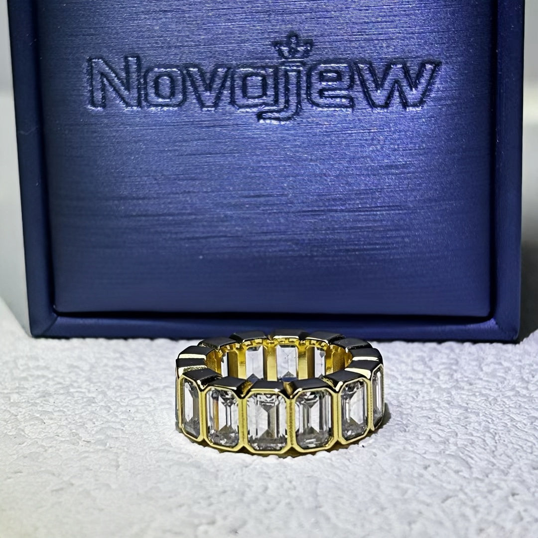 10.4ctw Emerald Cut Gold Eternity Row Ring