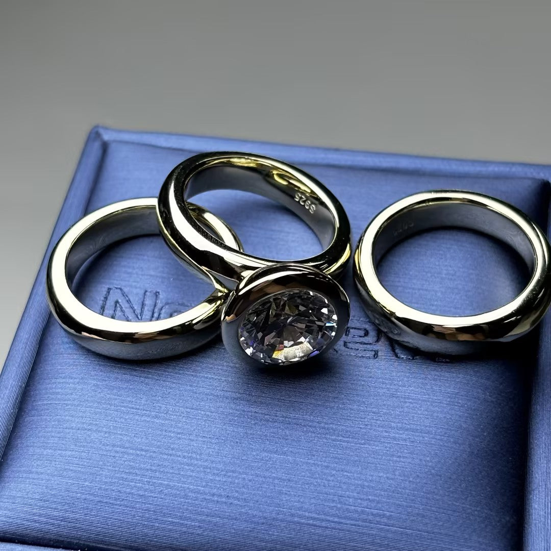 4.0Ct bezel-set wide-bezel gemstone engagement ring