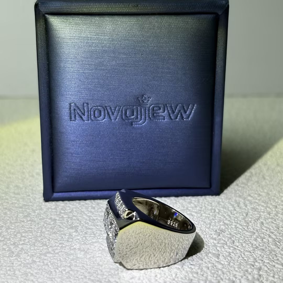 Art Deco style three-row stone heavy gentleman's ring