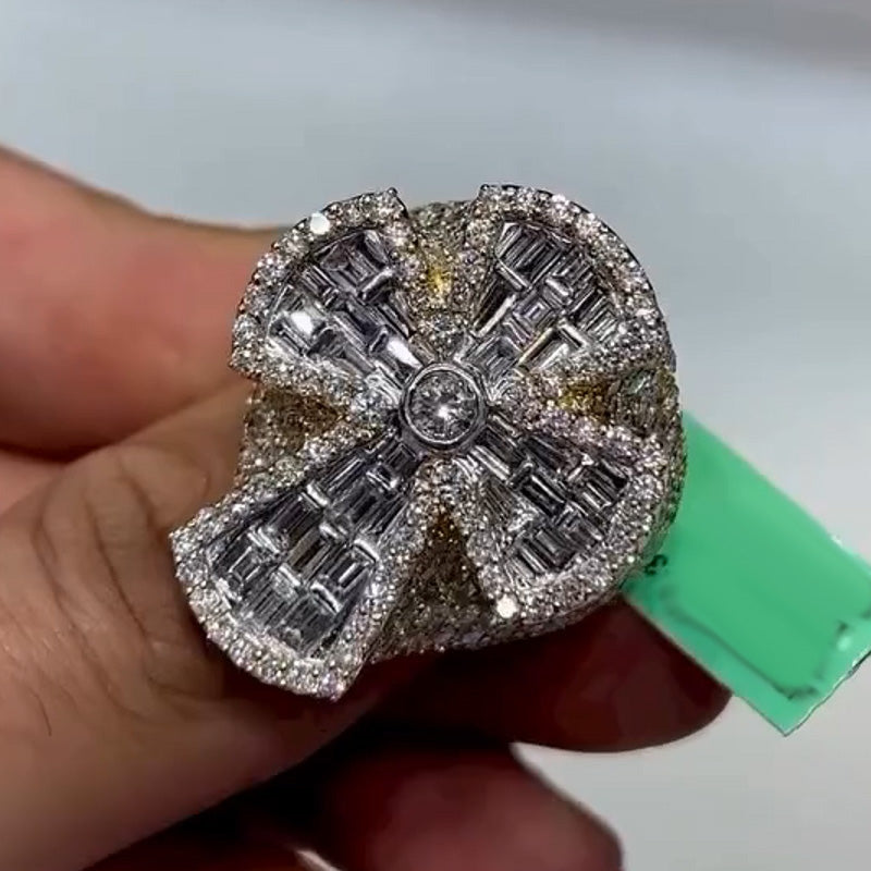 3.5Ctw Invisible Inlaid Cross Gemstone Ring