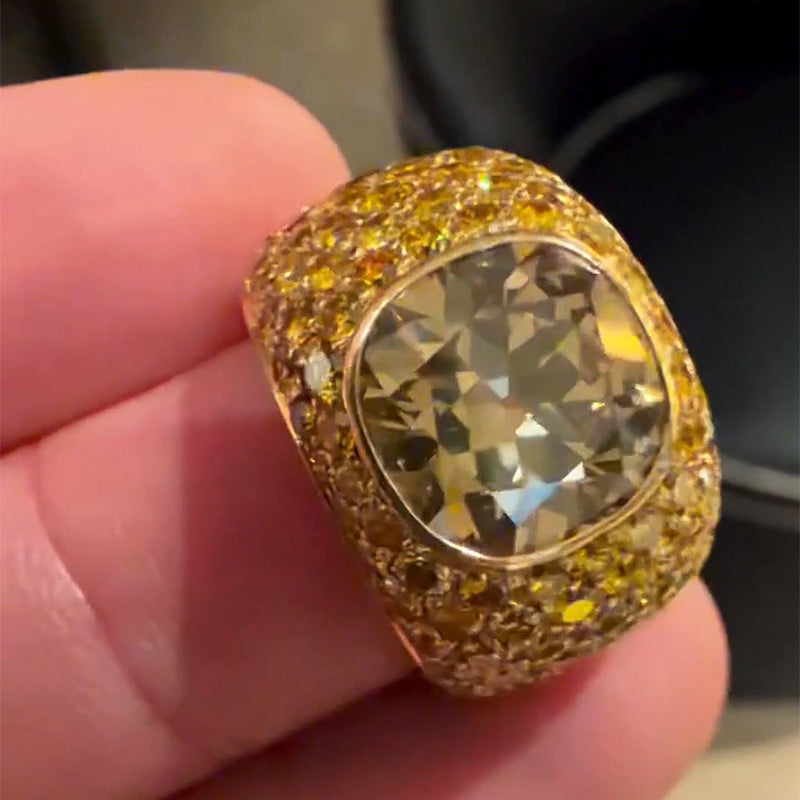 10Ctw Closely Set Yellow Gemstone Pavé Ring