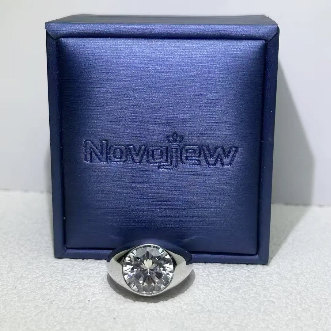 3Ct single round stone bezel-set engagement ring