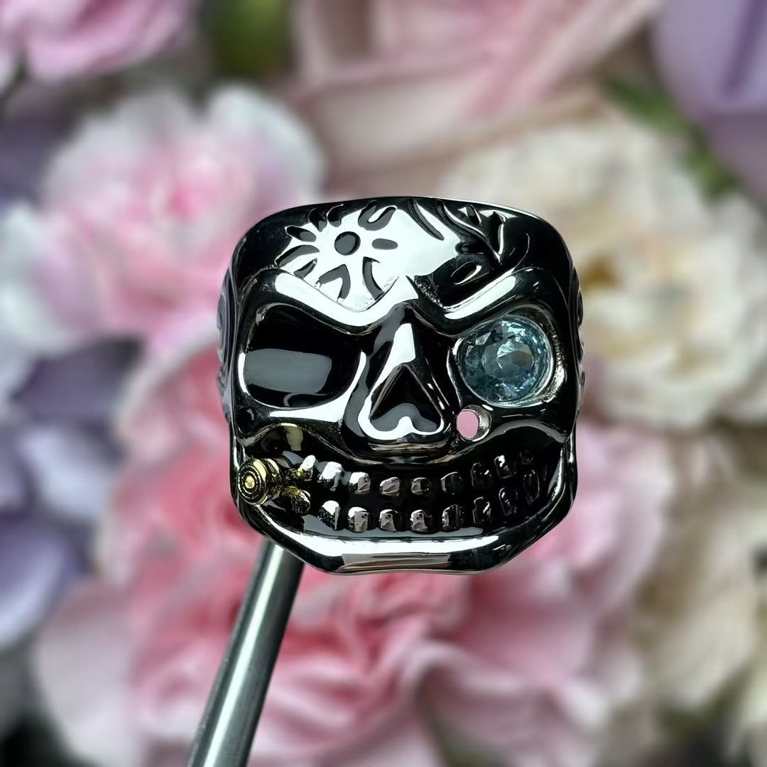 Retro Gothic Punk Gemstone Ring
