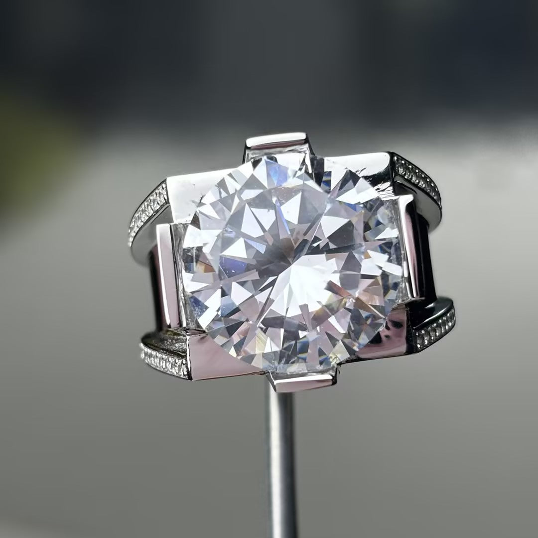 9.25Ctw round-cut men's gemstone engagement ring