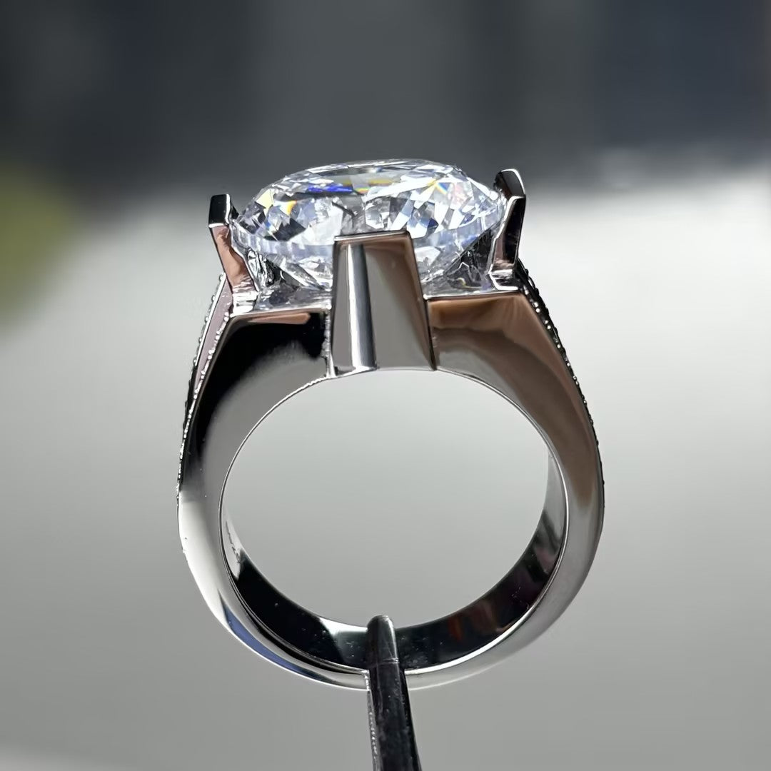 9.25Ctw round-cut men's gemstone engagement ring