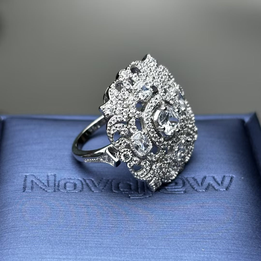 4.2Ctw Vintage Lace Hollow Gemstone Ring