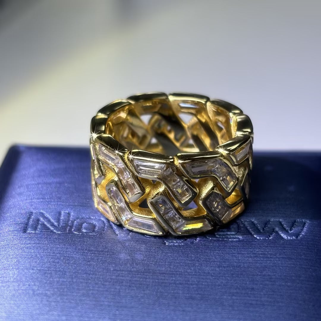 13.5Ctw Rectangular Gemstone Chain Bracelet And Ring
