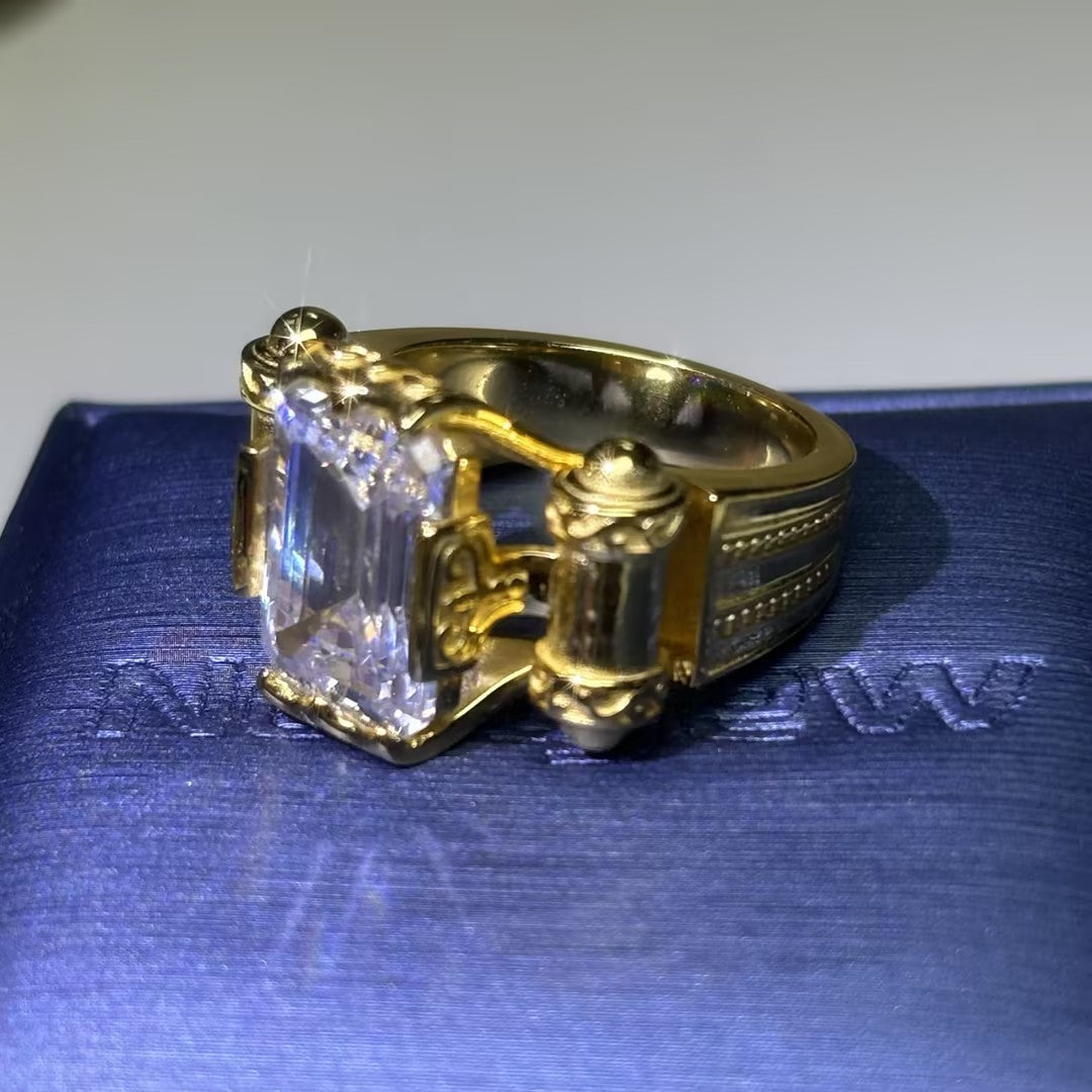 4.0ct Emerald-Cut Bullet-Shaped Ring