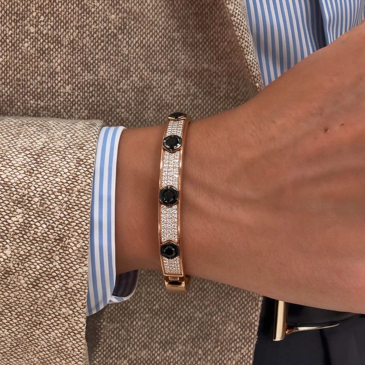 10.5CTW Round Cut Black Cubic Zirconia Minimalist 925 Silver Bracelets-novajew
