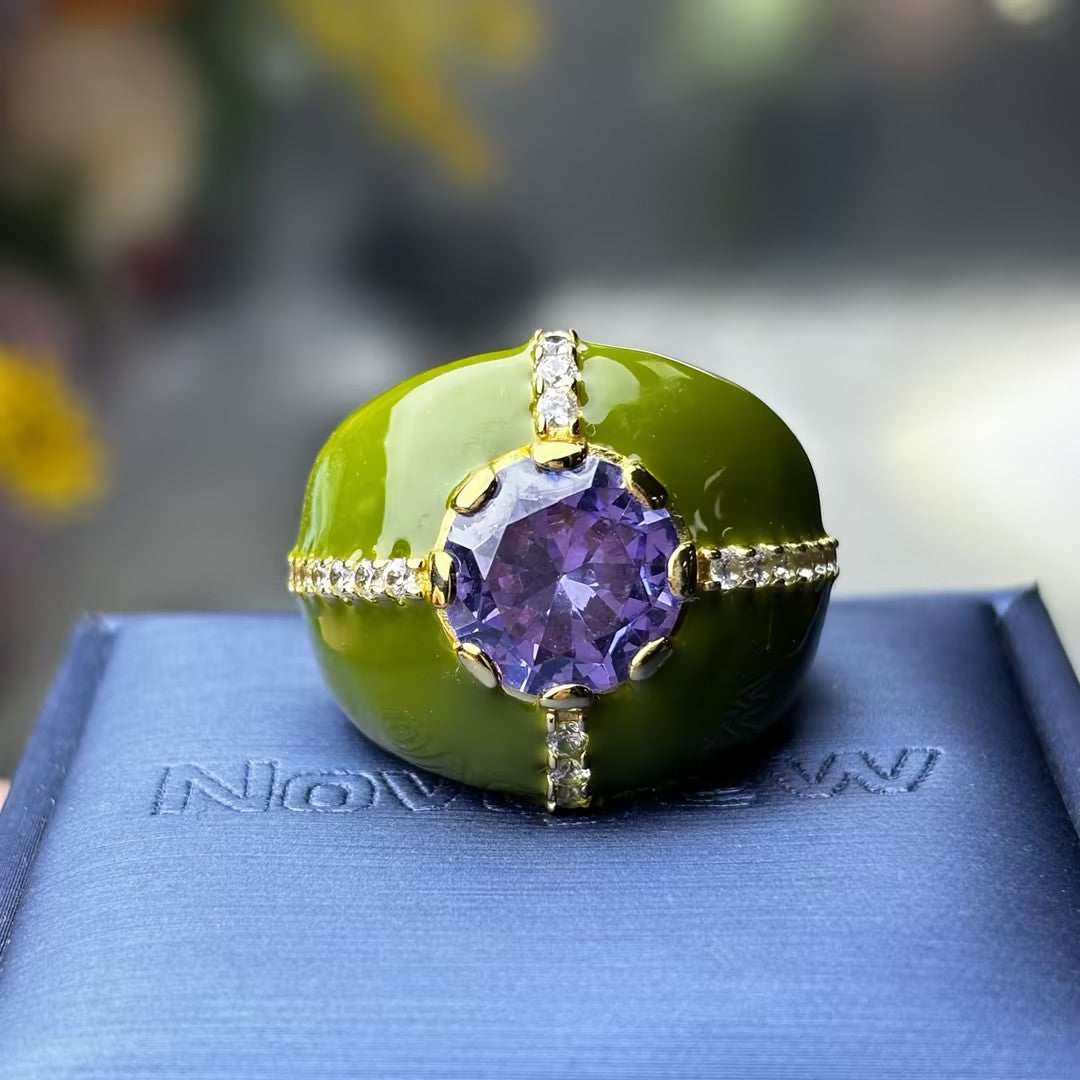 Unique artistic style brightly colored gemstone ring