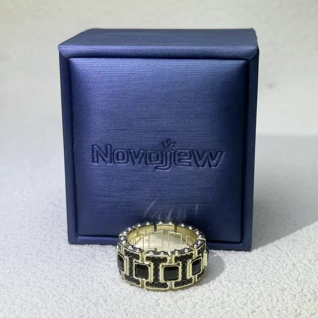 2 CTW Asscher Cut Black Cubic Zirconia Modern 925 Sterling Silver Ring-NOVAJEW