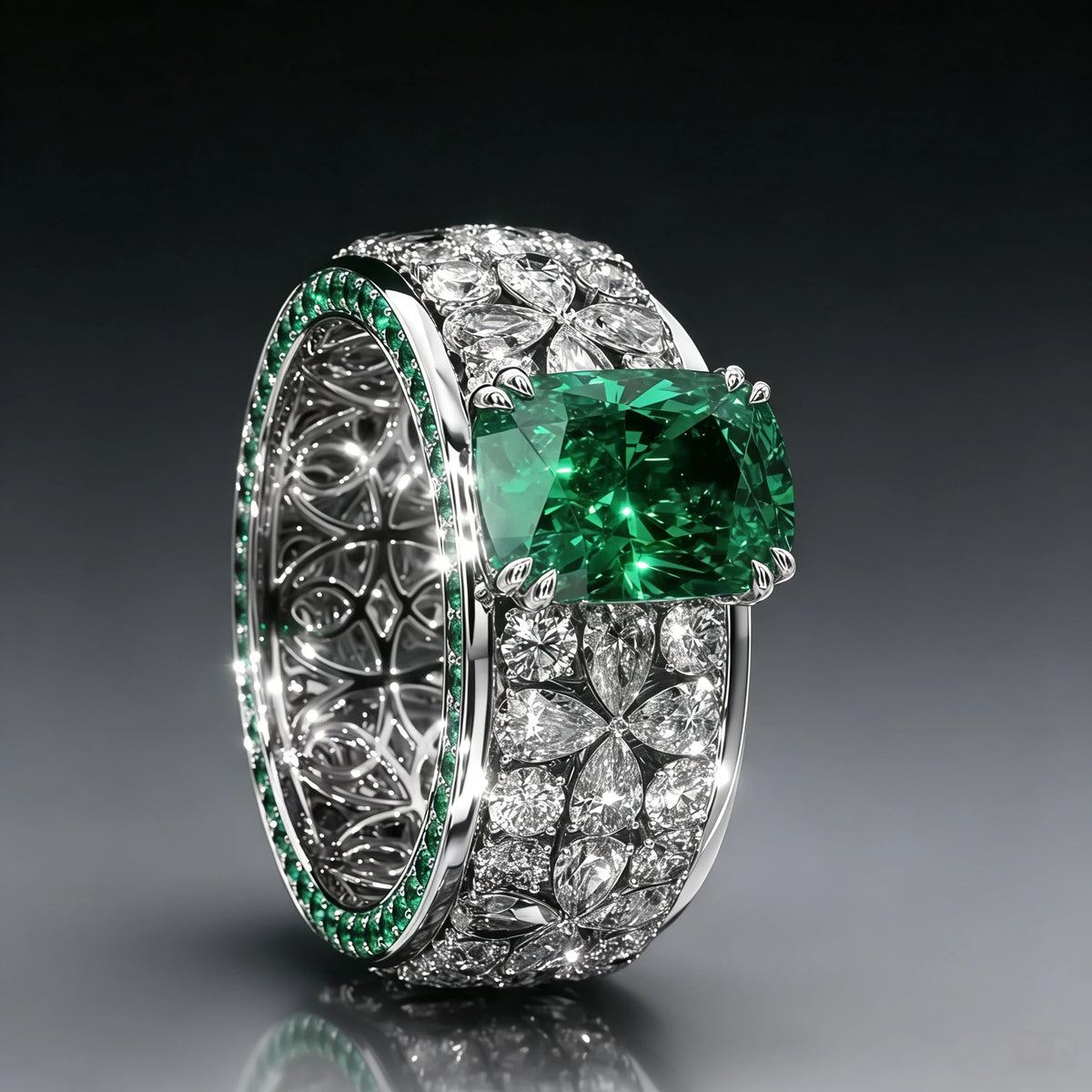 8 CTW Octagon Cut Green Cubic Zirconia Opulent 925 Sterling Silver Engagement Ring-NOVAJEW