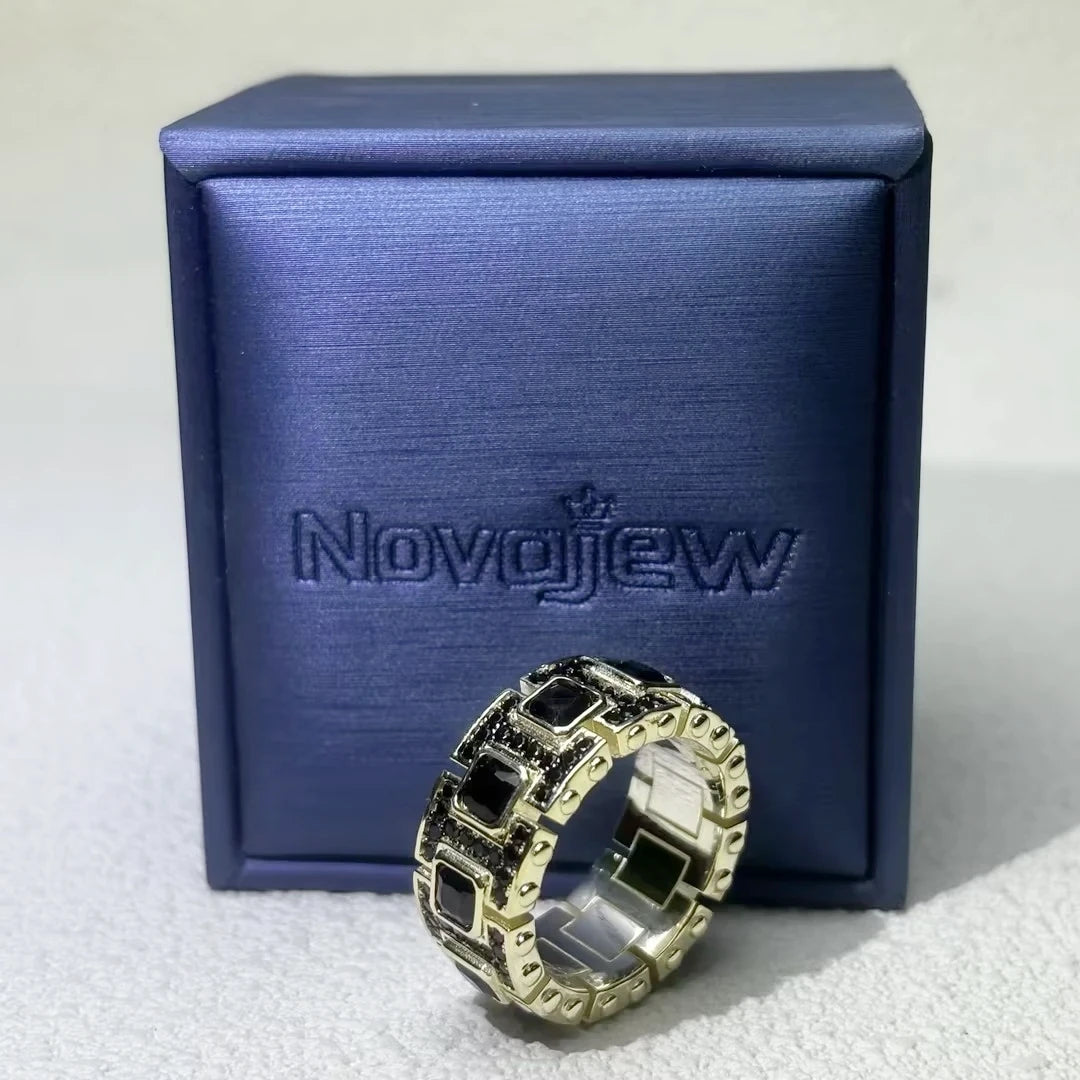 2 CTW Asscher Cut Black Cubic Zirconia Modern 925 Sterling Silver Ring-NOVAJEW