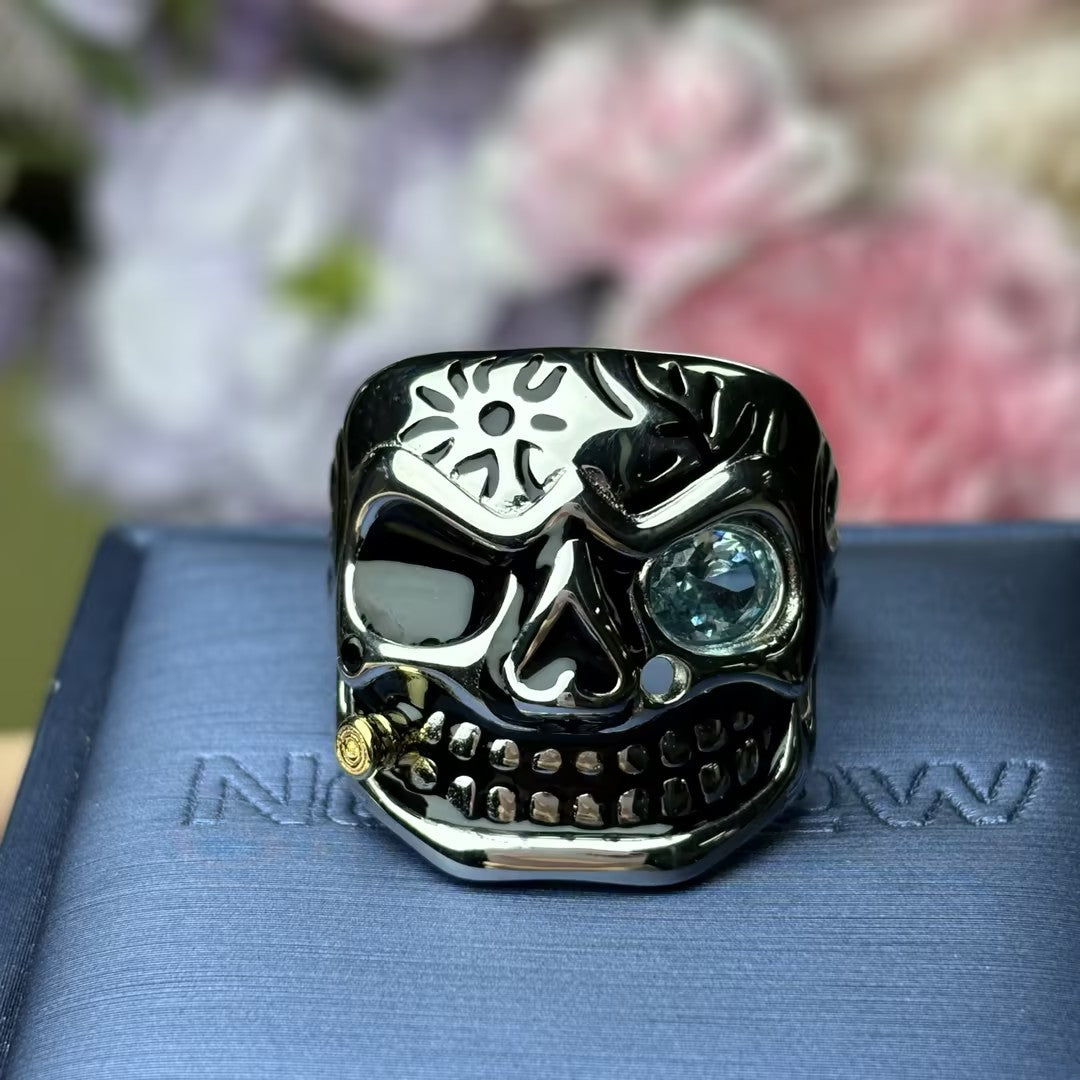 Retro Gothic Punk Gemstone Ring