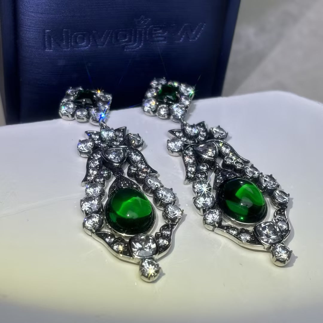 Emerald Brooch and Earring Set