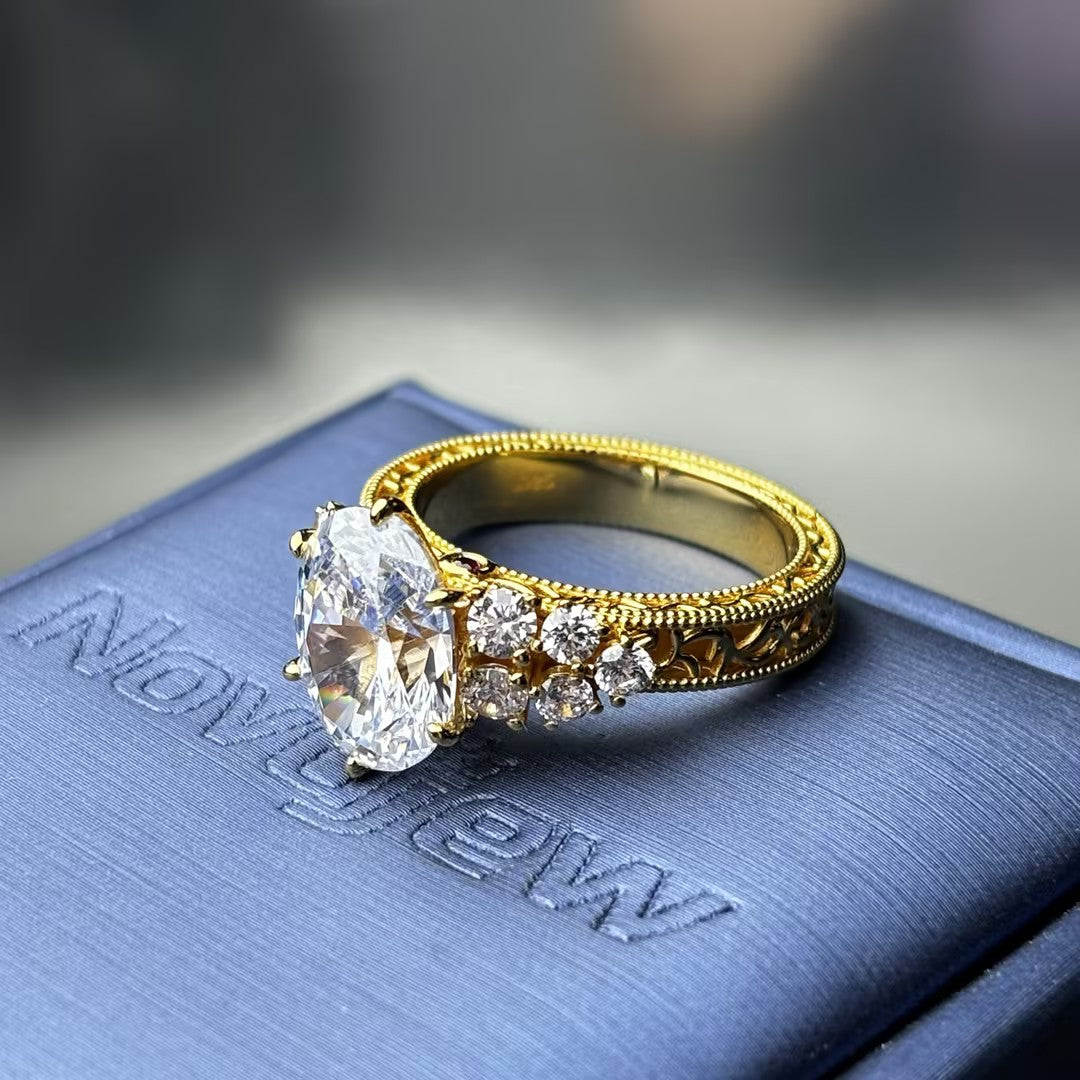 4.0ctw Oval Engraved Ring