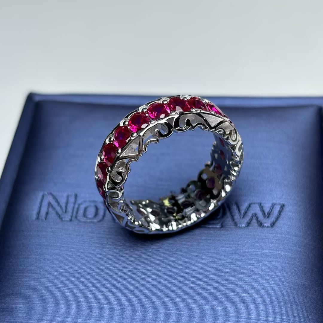 2.5 CTW Oval Ruby Vintage Eternity Ring