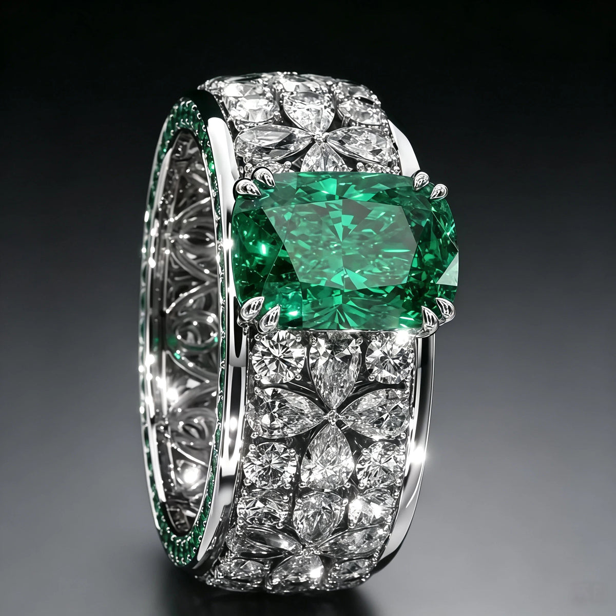 8 CTW Octagon Cut Green Cubic Zirconia Opulent 925 Sterling Silver Engagement Ring-NOVAJEW